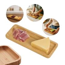 Petisqueira Bambu Retangular 26cm Queijos Frutas Azeitonas