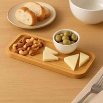 Petisqueira Bambu Retangular Bandeja Queijos Frutas Aperitivos Tigela Amendoim Pote Forma Vasilha