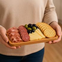 Petisqueira Bambu Tigela Amendoim Pote Forma Vasilha Retangular Bandeja Queijos Frutas Aperitivos