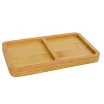 Petisqueira Bandeja de Bambu Cozinha Lavabo com 2 Divisórias Petisqueira Bandeja de Bambu Cozinha Lavabo com 2 Divisórias
