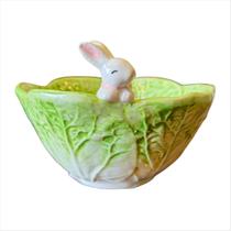 Petisqueira Bowl Coelho Repolho Verde Branco Páscoa Decoração Petisqueira Bowl Coelho Repolho Verde Branco Páscoa Decoração
