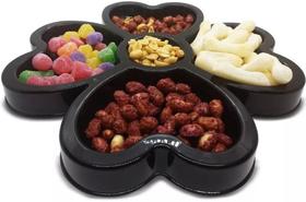Petisqueira C/ 5 Divisórias Fondue Petisco Aperitivo Preto