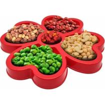 Petisqueira C/ 5 Divisórias Fondue Petisco Aperitivo Vermelho