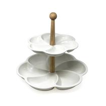 Petisqueira cerâmica 2 andares 12 divisórias aperitivos petiscos mesa decoração 30cm