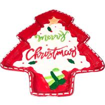 Petisqueira Ceramica Arvore Natal Merry Christmas 26x22x3,5cm