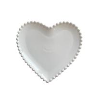 Petisqueira Cerâmica Branca Coração Borda Bolinha 19 x 18 cm - FREECOM