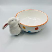Petisqueira cerâmica com Coelho Bubbles Easter colorida 950ml - 7,5x18,5x27cm