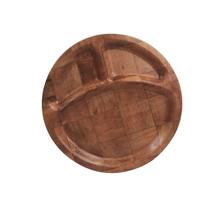 Petisqueira com 03 divisórias de bambu 28x28cm