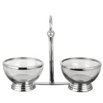 Petisqueira com 2 bowls Clean vidro e metal L hermitage
