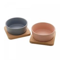 Petisqueira com 2 peças lyor com bandeja ceramica 7976