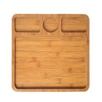 Petisqueira Com 4 Divisórias Bambu Bandeja Tábua Petiscos