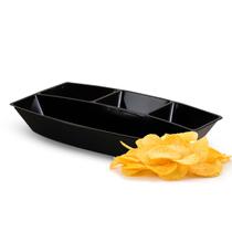 Petisqueira Com 4 Divisórias Para Alimentos Salgadinhos Preta 36x23x6cm