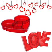 Petisqueira Coração Divisórias Com Tampa Decoração Queijo Petiscos Doces