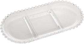 PETISQUEIRA CRISTAL C/3 DIVISOES OVAL PEARL 30x15x2cm - Rojemac