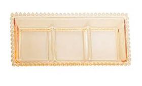 Petisqueira Cristal C/ 3 Divisões Pearl Âmbar 30x13x3cm - Wolff