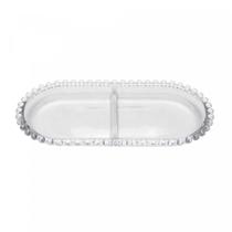 Petisqueira Cristal com Divisória 23,5x11,5x2cm Oval Pearl
