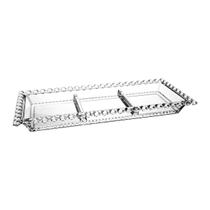 Petisqueira Cristal Diamante 3 Divisórias Mesa Posta 30cm Retangular Transparente Petisqueira Cristal Diamante 3 Divisórias Mesa Posta 30cm Retangular Transparente