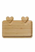 Petisqueira de Bamboo com 2 Molheiras Gamela Tábua de Frios