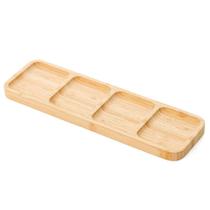 Petisqueira de Bambu 4 Divisórias Bandeja 33x10cm Plasvale Servir Entradas Petiscos