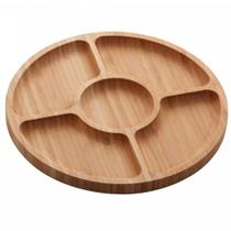 Petisqueira de Bambu 5 Divisórias 25cm Lyor Round Aperitivos Tábua Redonda Servir Petiscos Petisqueira de Bambu 5 Divisórias 25cm Lyor Round Aperitivos Tábua Redonda Servir Petiscos