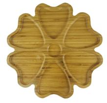 Petisqueira de bambu com 06 divisórias e uma central para molhos - 30cm