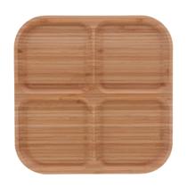 Petisqueira de Bambu com 4 Divisórias Square 29,5cm x 29,5cm 1,6cm - Lyor