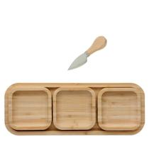 Petisqueira De Bambu Com 4 Peças - 31Cm Com Faca Para Queijo Petisqueira De Bambu Com 4 Peças - 31Cm Com Faca Para Queijo