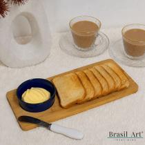 Petisqueira de Bambu com Bowl em Cerâmica Azul e Espátula 3 Peças Petisqueira de Bambu com Bowl em Cerâmica Azul e Espátula 3 Peças