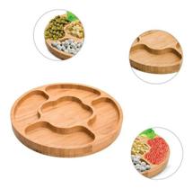 Petisqueira De Bambu Grande Redonda Para Petiscos 5 Divisórias