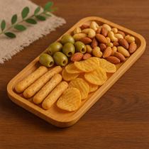 Petisqueira de Bambu Natural Tábua Petiscos Queijos Bandeja Frios Servir frutas secas Madeira