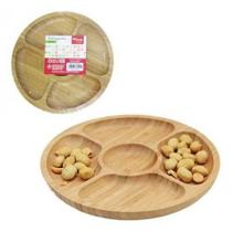 Petisqueira De Bambu Redonda 20cm 5 Divisórias