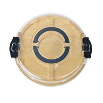 Petisqueira de bambu redonda 5 divisórias e tampa plástica com travas 29cm Petisqueira de bambu redonda 5 divisórias e tampa plástica com travas 29cm
