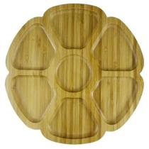 Petisqueira de Bambu Redonda 7 Divisórias Modelo Flor Petisqueira de Bambu Redonda 7 Divisórias Modelo Flor