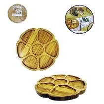 Petisqueira de Bambu Redonda Modelo Flor 7 Divisórias 30cm Petisqueira de Bambu Redonda Modelo Flor 7 Divisórias 30cm