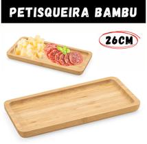 Petisqueira de Bambu Retangular 26 cm Petiscos Entradas Queijo Azeitona Sushi