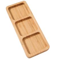 Petisqueira de Bambu Retangular 3 Divisórias Bandeja 25cm