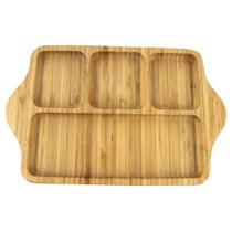 Petisqueira de bambu retangular com 4 divisorias 27,5x17,5cm - Wincy