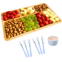 Petisqueira de Bambu Tábua de Frios 4 Divisórias Kit Petisqueira 3 Peças Petisqueira de Bambu Tábua de Frios 4 Divisórias Kit Petisqueira 3 Peças