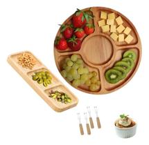 Petisqueira De Bambu Tábuas De Frios Petiscos Kit 4 Peças Co