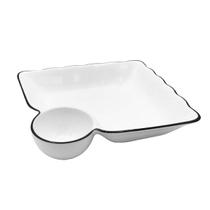 Petisqueira de Cerâmica Quadrada com Espaço para Molho