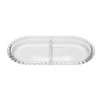 Petisqueira de cristal com divisoria oval pearl 24x12x2cm wolff Petisqueira de cristal com divisoria oval pearl 24x12x2cm wolff