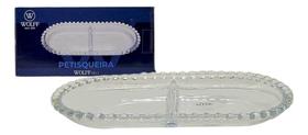 Petisqueira De Cristal Oval Com Divisória 24 Cm Petisqueira De Cristal Oval Com Divisória 24 Cm