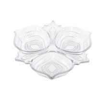 Petisqueira de cristal vintage transparente c/3 divisorias