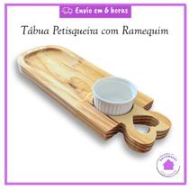 Petisqueira de Madeira com Ramequim Tábua para Frios, Molhos e Maionese Petisqueira de Madeira com Ramequim Tábua para Frios, Molhos e Maionese