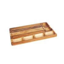 Petisqueira De Madeira E Tábua Retangular Com 6 Divisões - Stolf