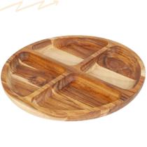 Petisqueira de Madeira Teca 4 divisórias 35,5 cm - Stolf