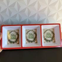 Petisqueira de melamina com 3 divisórias decorativa para natal decorada para mesa posta