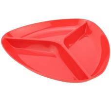 Petisqueira de Plástico 3 Divisórias Vermelho