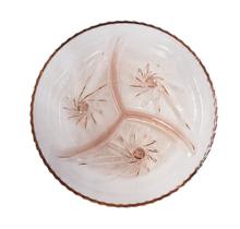 Petisqueira de vidro 400 ml gold rose com 3 divisórias 22 cm