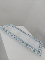 Petisqueira de Vidro Branco e Azul 40 cm